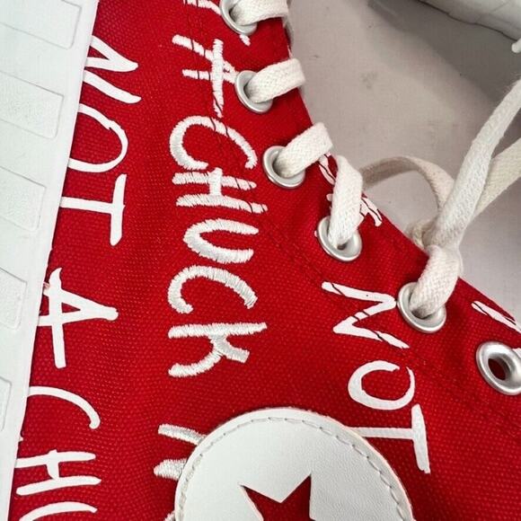 Converse Sneakers Unisex M 8.5 W 10.5 Red White High Top Not A Chuck Embroidered - Picture 8 of 16